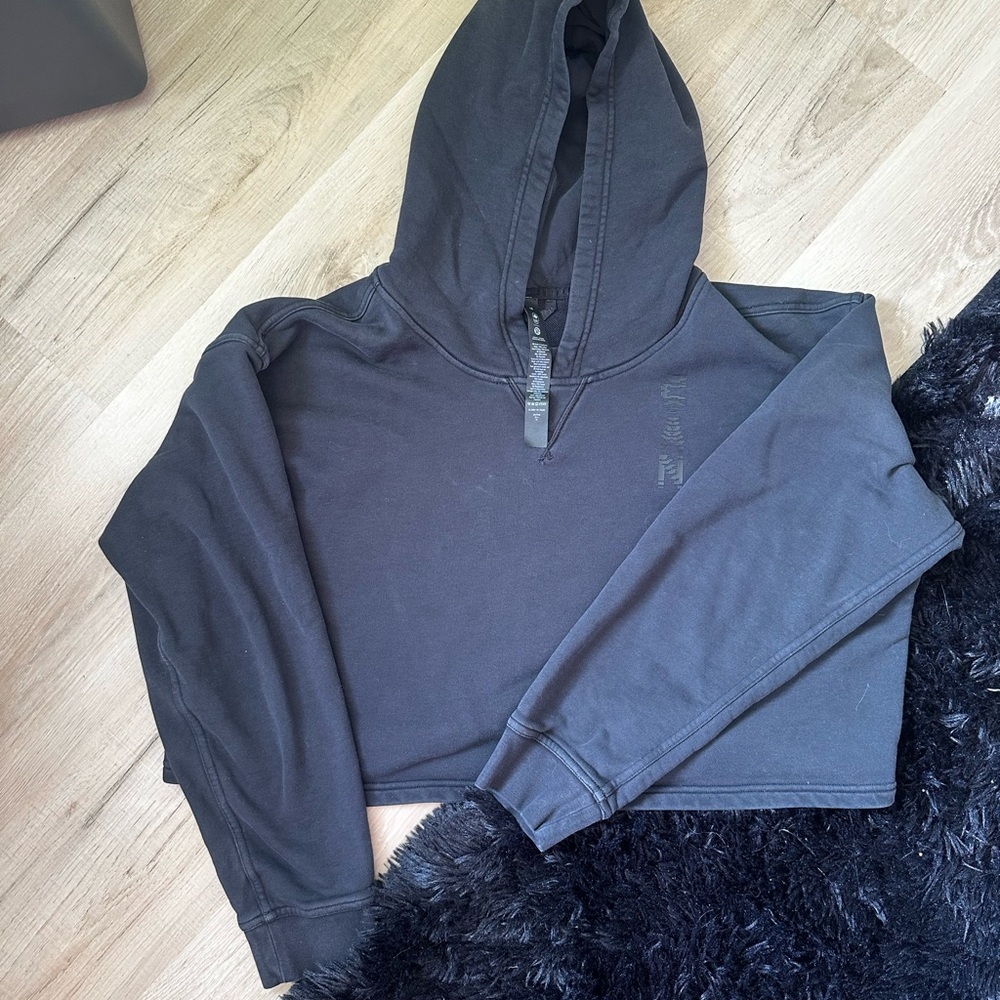 lululemon athletica Black Cropped Hoodie Sweatshirt